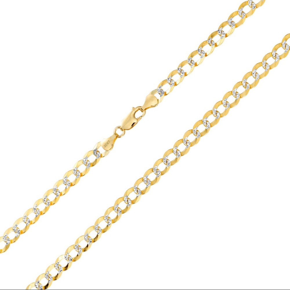 Gold Chain 10K Diamond Cut Mens Cuban Link Chain